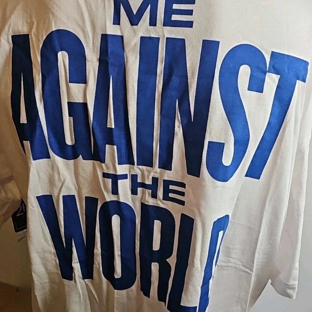 Tupac Me Against The World Double Sided Graphic Shirt 2Pac Brand Size Large Wht - Picture 6 of 10